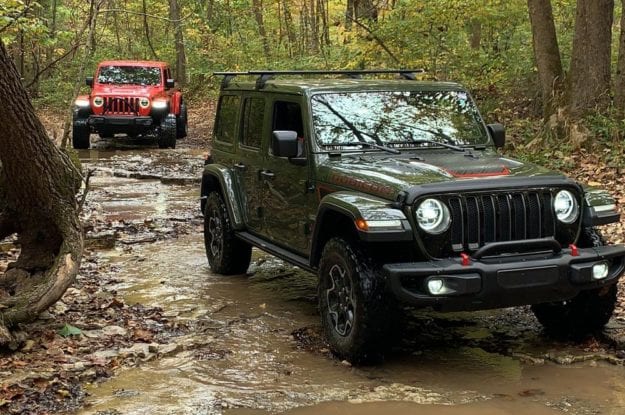 jeep in stream