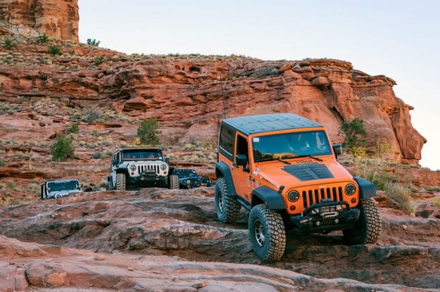 orange jeep at moab