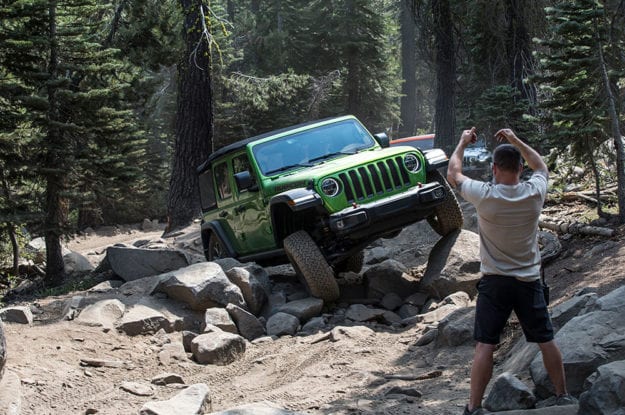 green jeep on rubicon trail
