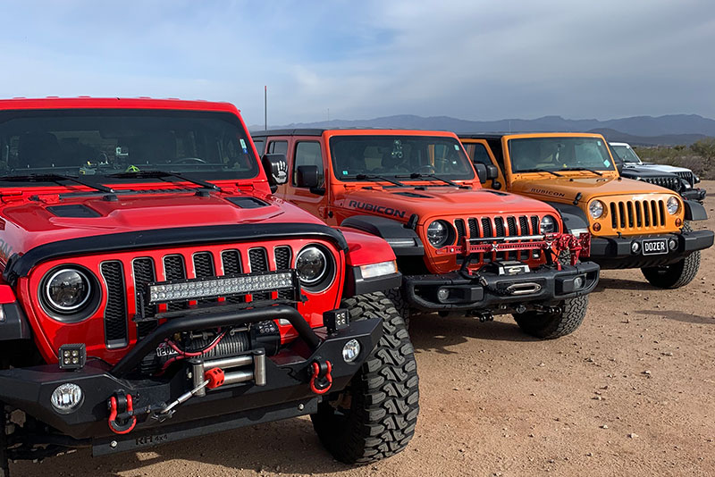 row of jeeps